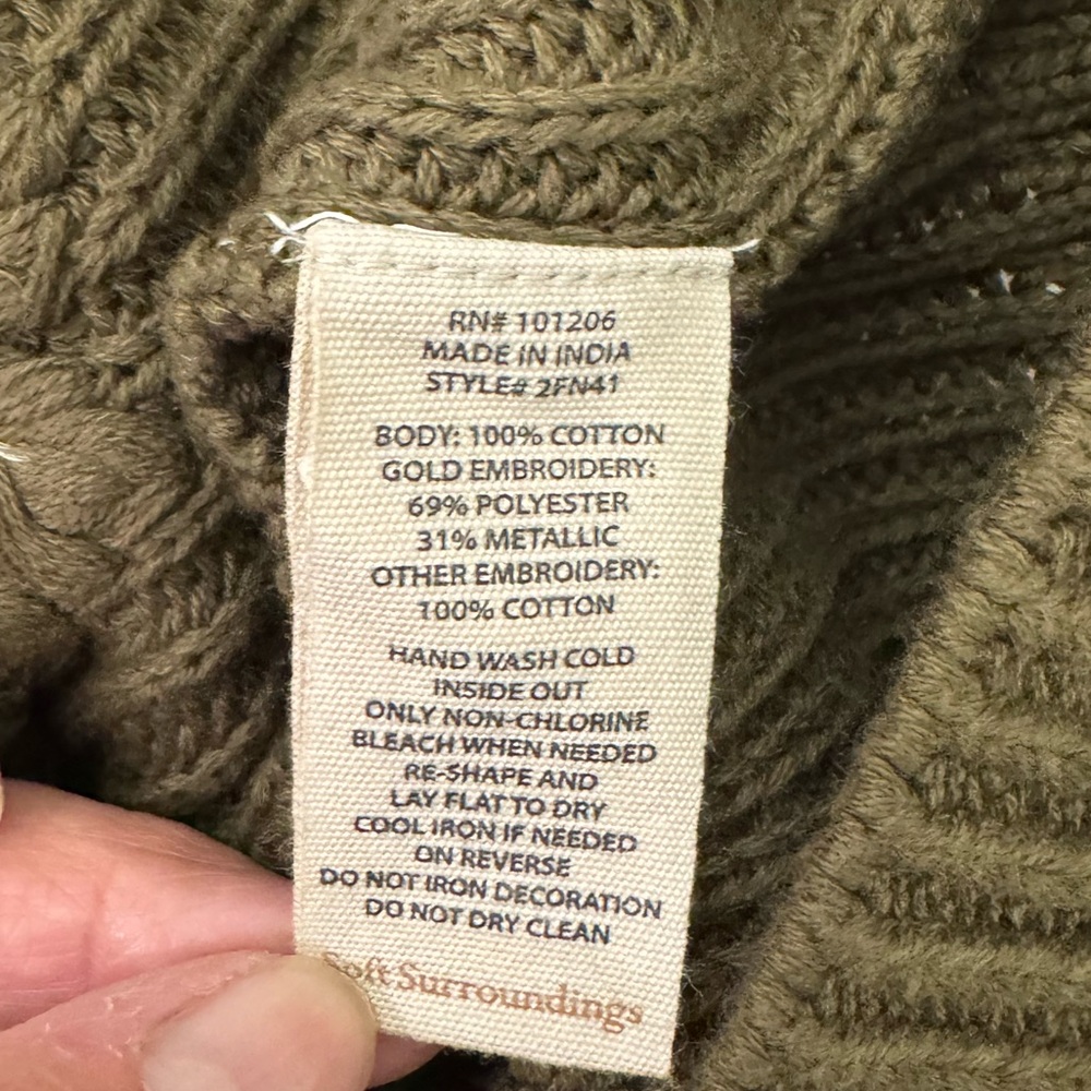 Soft Surroundings Enchanted Forest Cardigan
Cable Knit Sweater Embroidered Bead - Picture 8 of 9